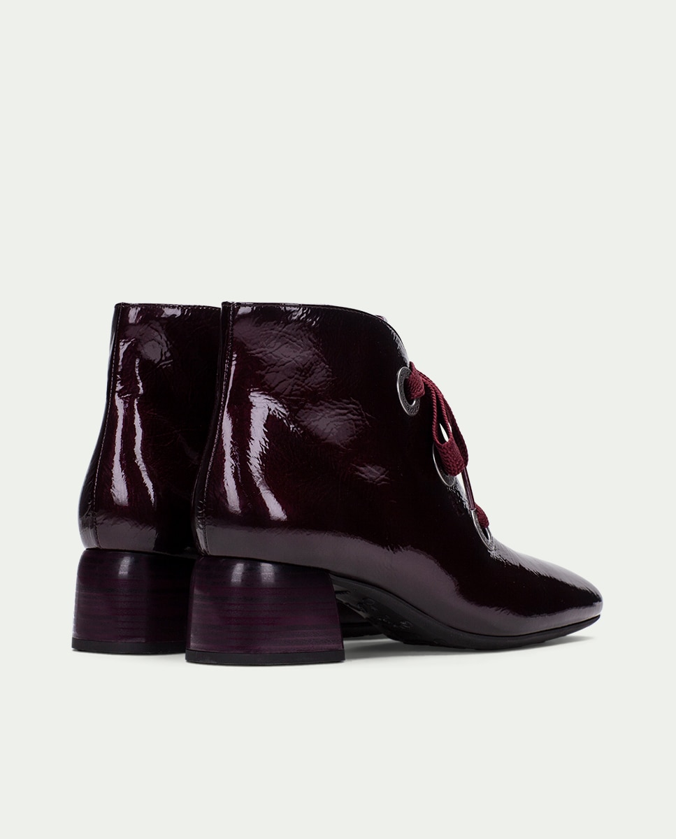 Botines de tacón de mujer acordonados de piel - Hispanitas - Burdeos Burdeos-3