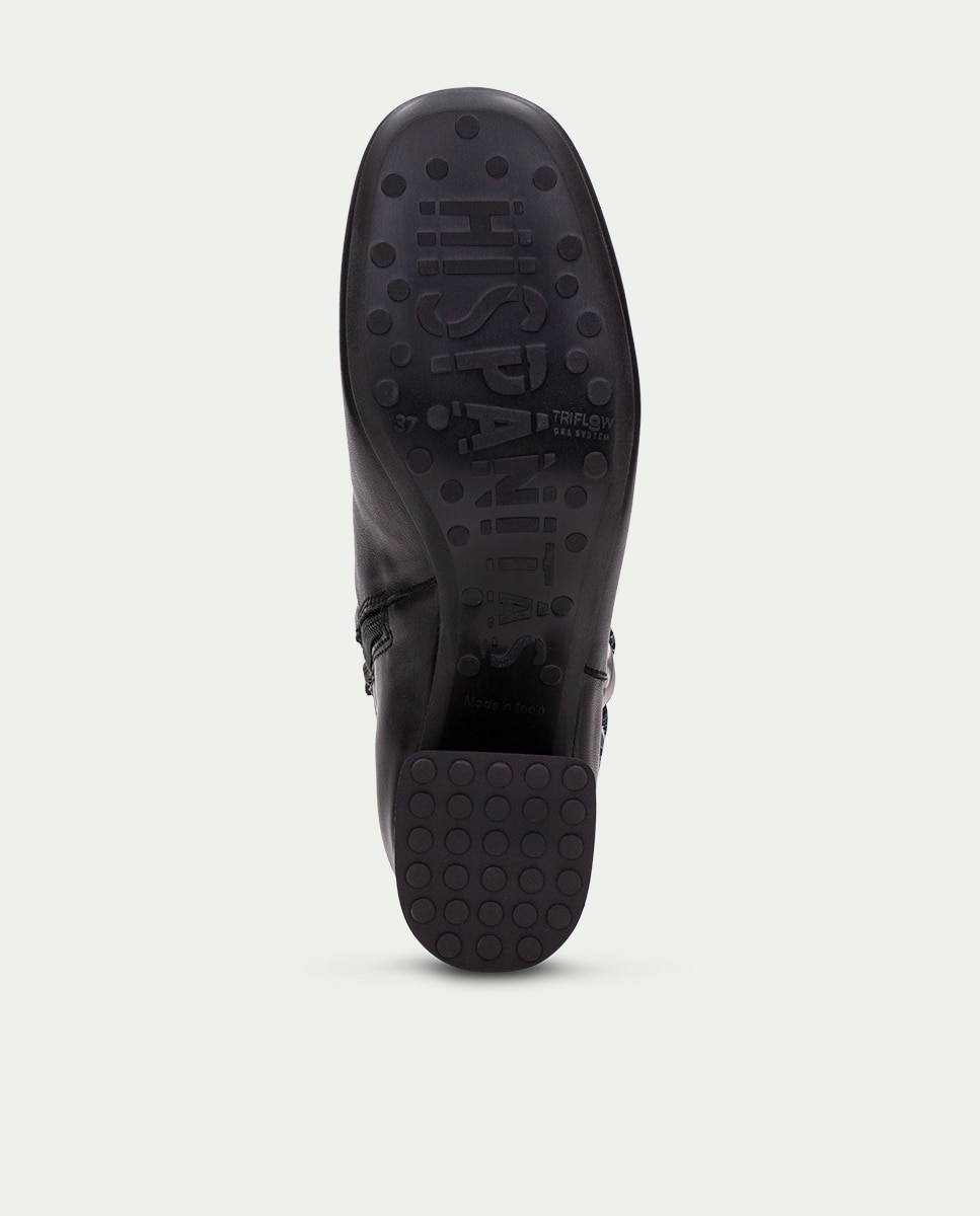 Botines de mujer de piel con detalle de cadena con pañuelo - Hispanitas - Negro Negro-7