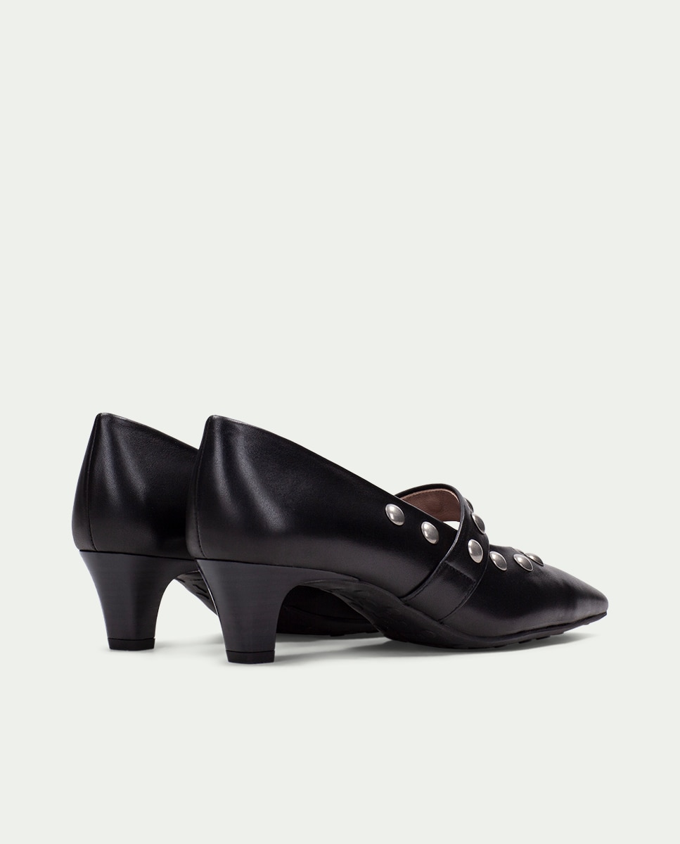 Zapatos de salón de mujer tipo mary jane de piel con tachuelas - Hispanitas - Negro Negro-5