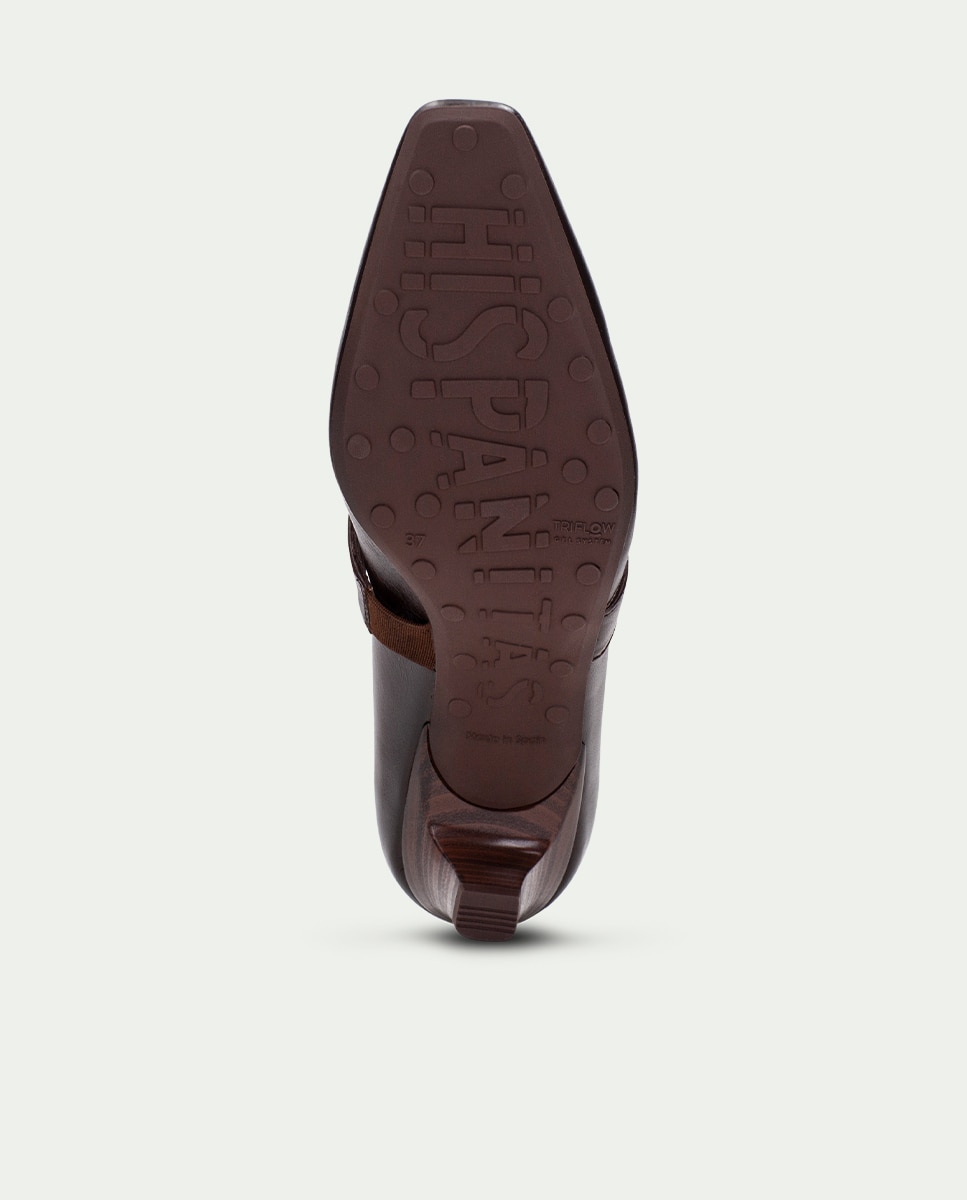 Zapatos de salón de mujer tipo mary jane de piel con tachuelas - Hispanitas - Marrón Marrón-3