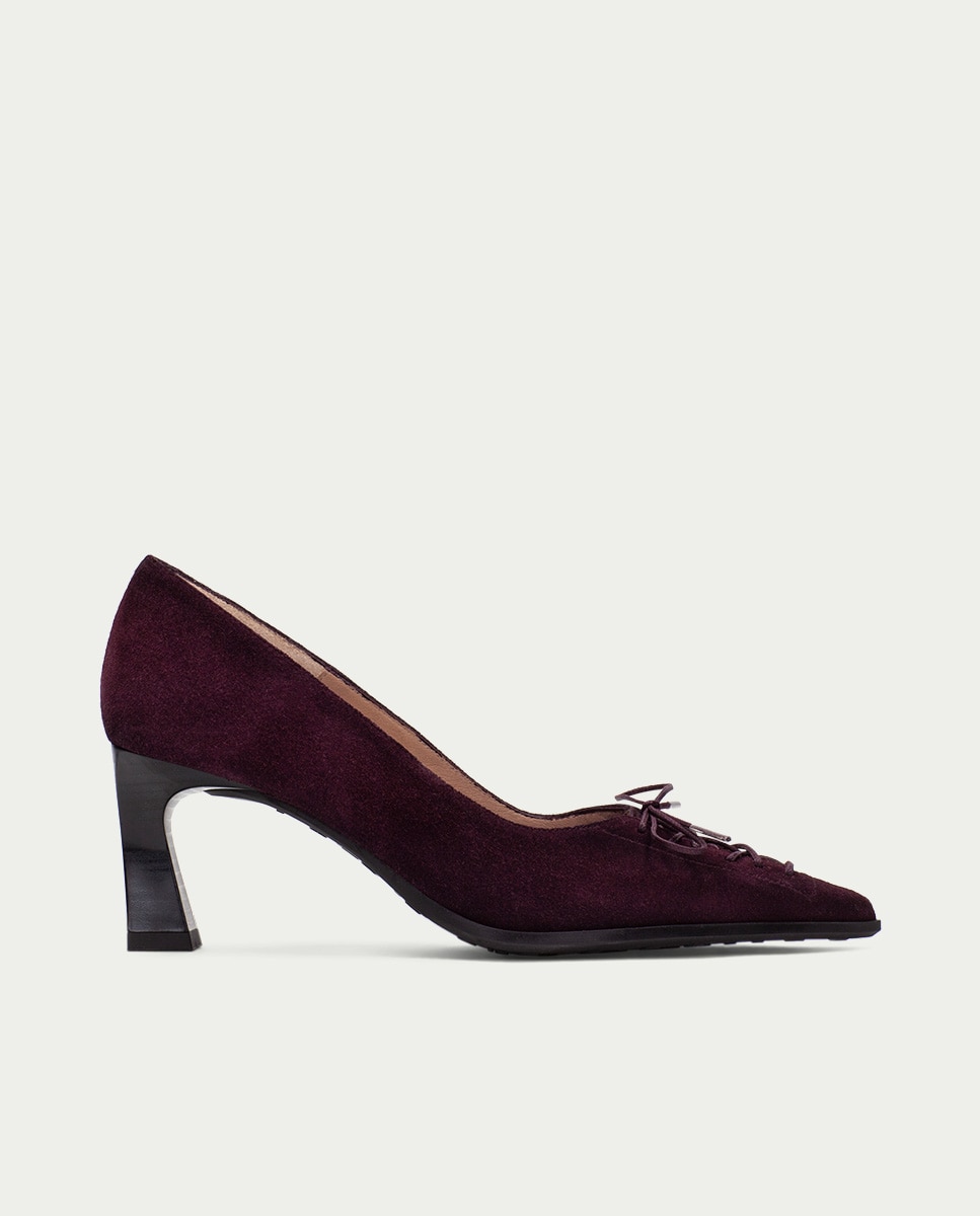 Zapatos de salón de mujer de piel con detalle tipo corsé - Hispanitas - Burdeos Burdeos-3