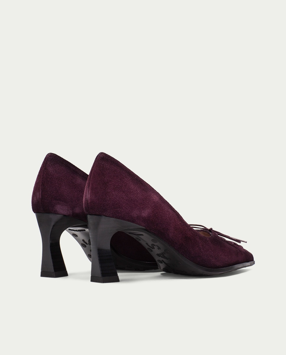 Zapatos de salón de mujer de piel con detalle tipo corsé - Hispanitas - Burdeos Burdeos-4