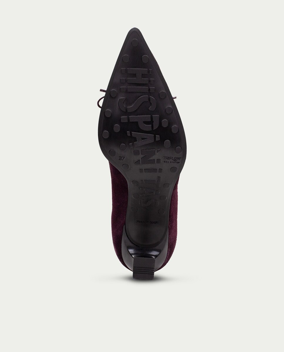 Zapatos de salón de mujer de piel con detalle tipo corsé - Hispanitas - Burdeos Burdeos-6