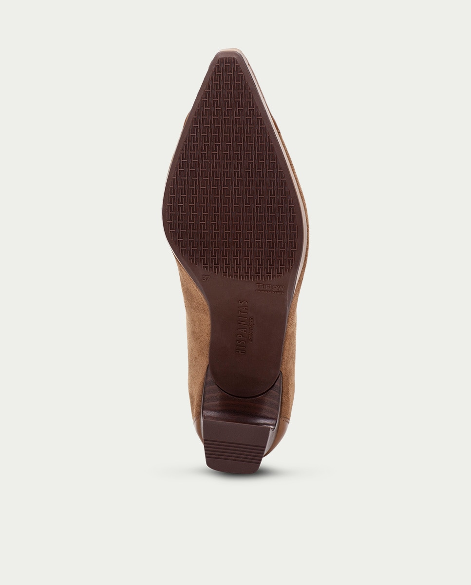 Zapatos de mujer botin hispanitas de tacón y cremallera central - Marrón Marrón-7