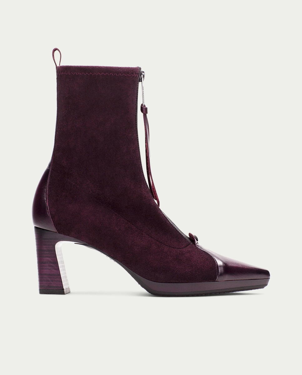 Zapatos de mujer botin hispanitas de tacón y cremallera central - Burdeos Burdeos-3