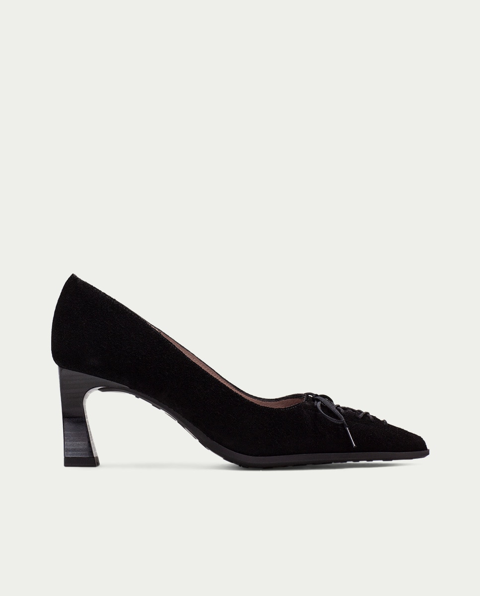 Zapatos de salón de mujer de piel con detalle tipo corsé - Hispanitas - Negro Negro-1