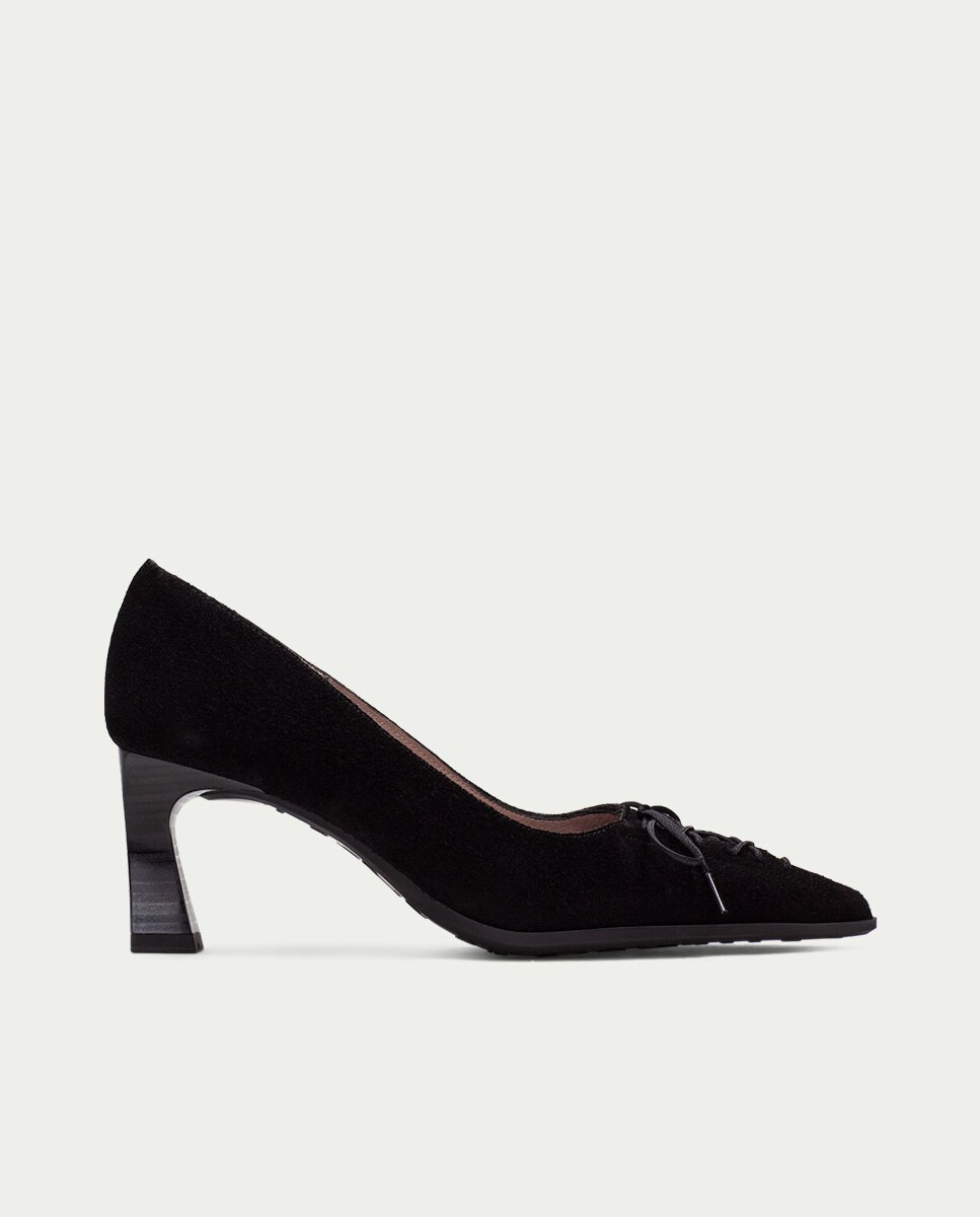 Zapatos de salón de mujer de piel con detalle tipo corsé - Hispanitas - Negro Negro-4