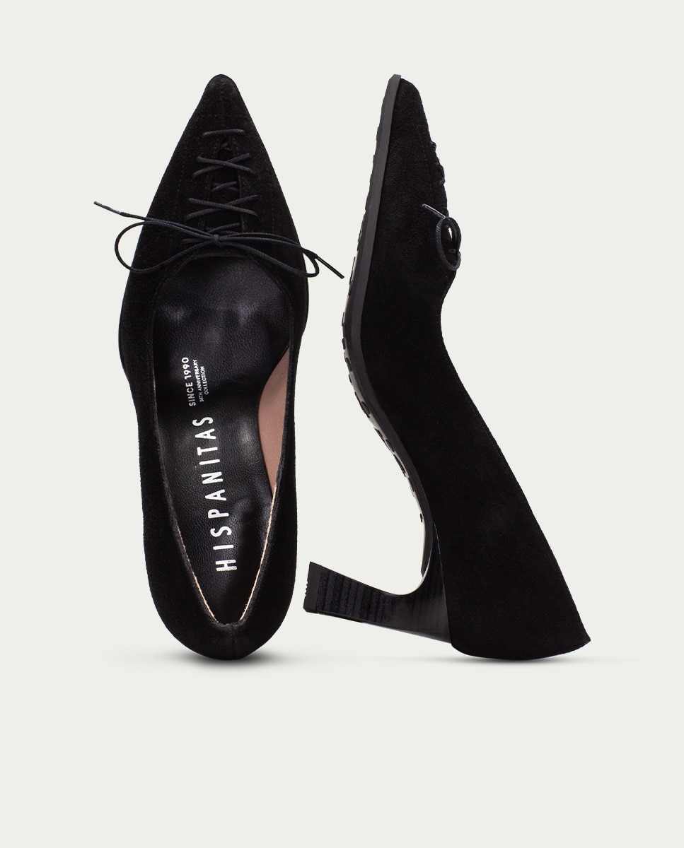 Zapatos de salón de mujer de piel con detalle tipo corsé - Hispanitas - Negro Negro-2