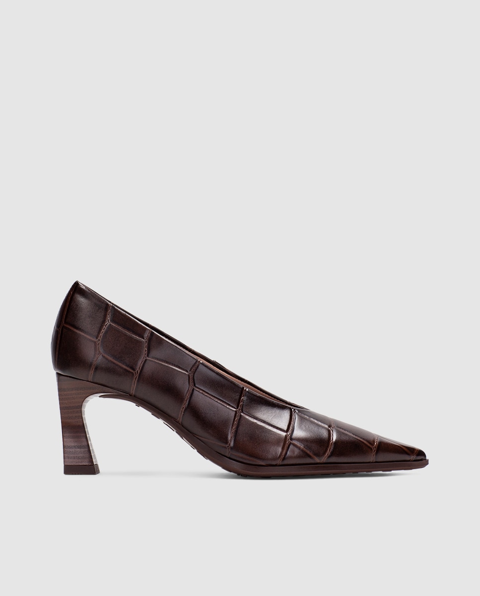 Zapatos de salón de mujer de piel con punta afilada - Hispanitas - Marrón Marrón-3