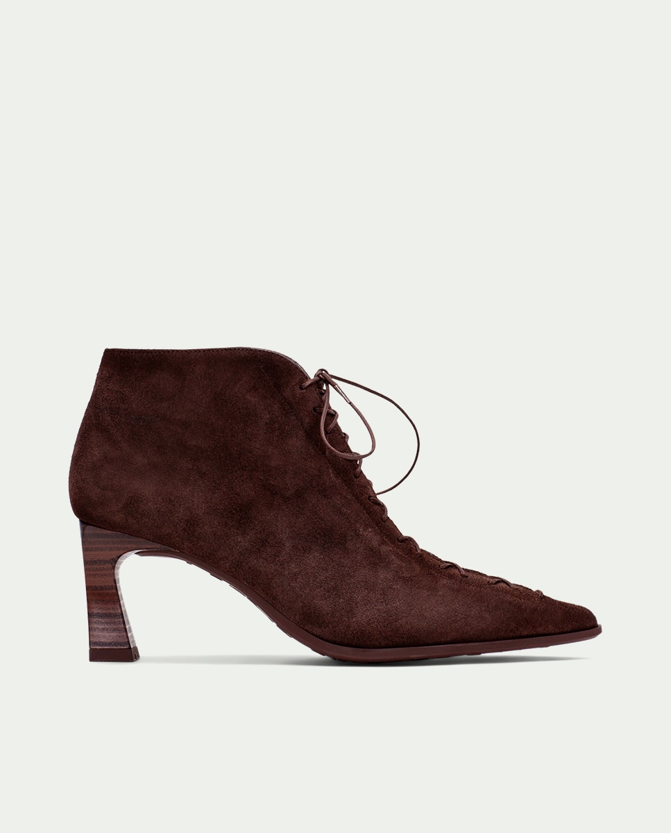 Zapatos de mujer botin hispanitas de tacón, punta fina y cordones tipo corsé - Estampado Estampado-3