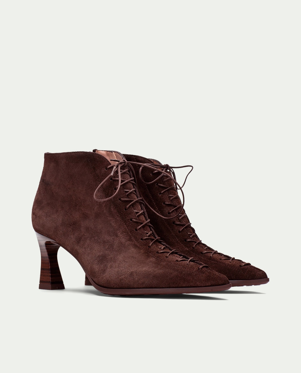 Zapatos de mujer botin hispanitas de tacón, punta fina y cordones tipo corsé - Estampado Estampado-2