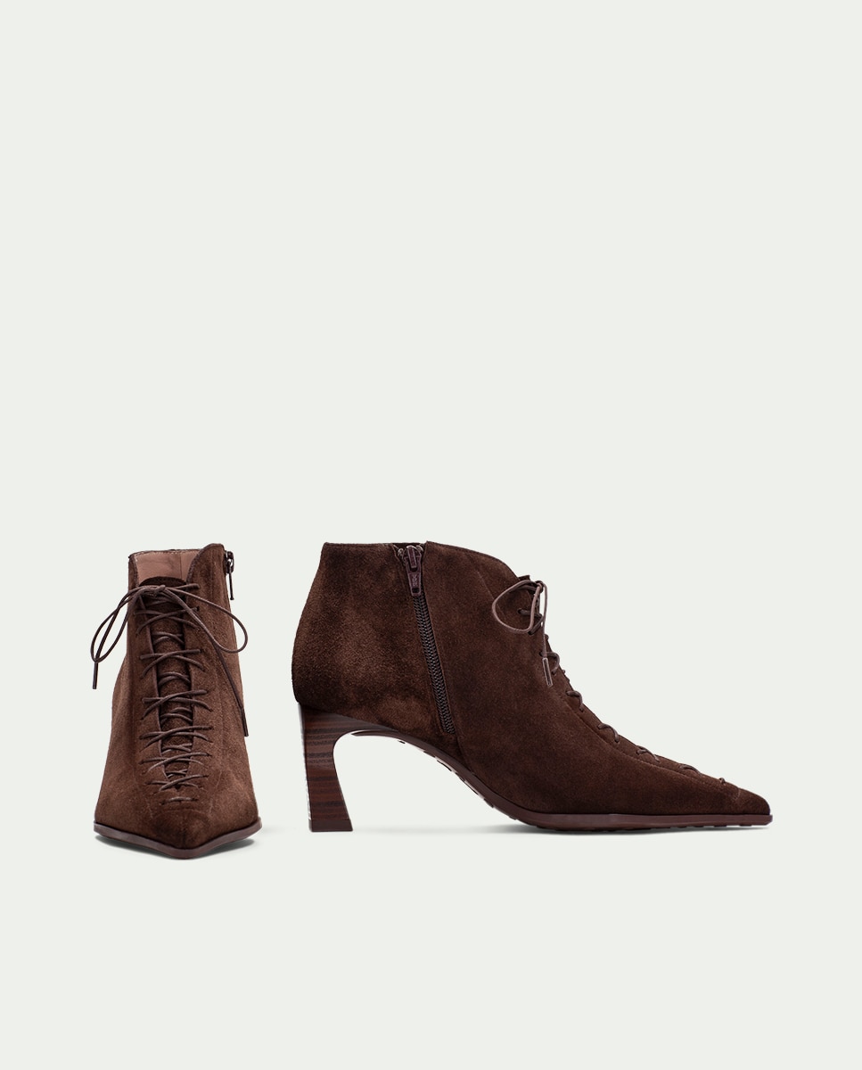 Zapatos de mujer botin hispanitas de tacón, punta fina y cordones tipo corsé - Estampado Estampado-5