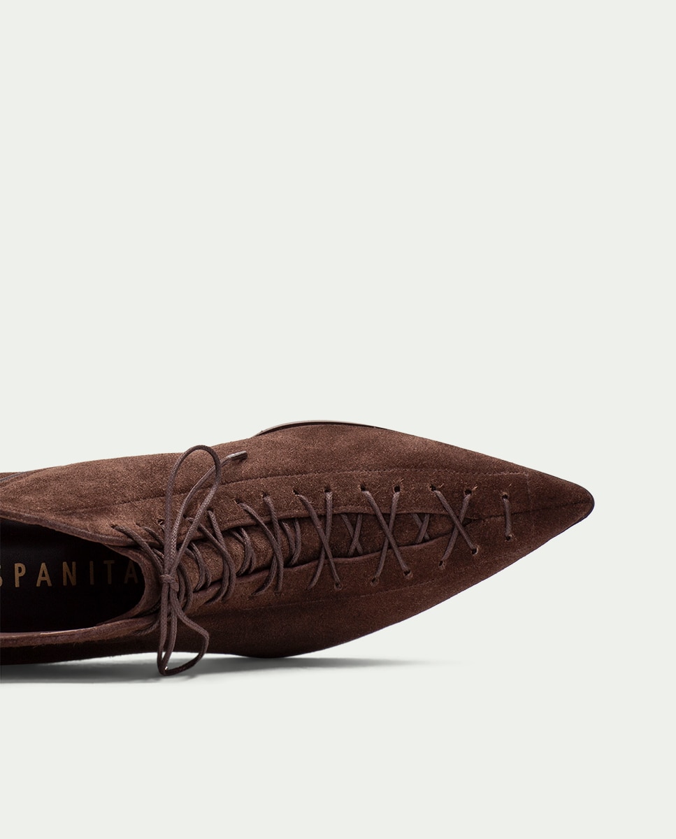 Zapatos de mujer botin hispanitas de tacón, punta fina y cordones tipo corsé - Estampado Estampado-6