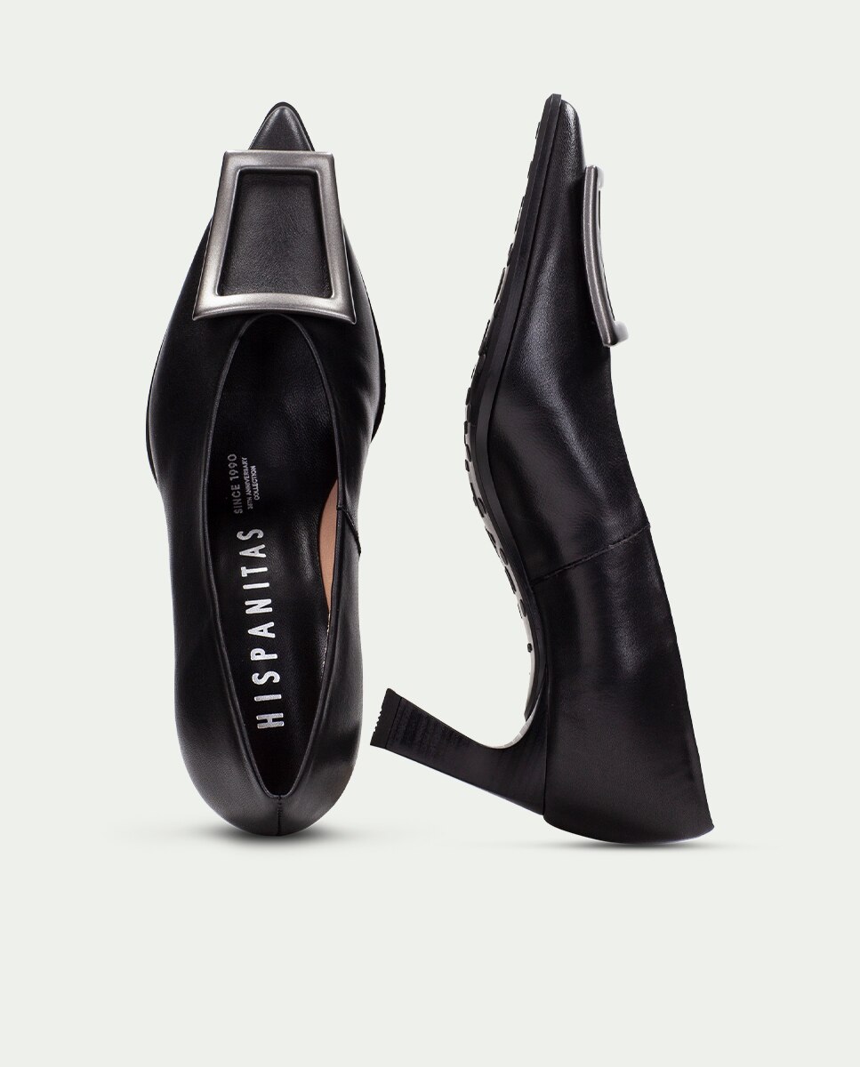 Zapatos de salón de mujer con adorno metálico - Hispanitas - Negro Negro-5