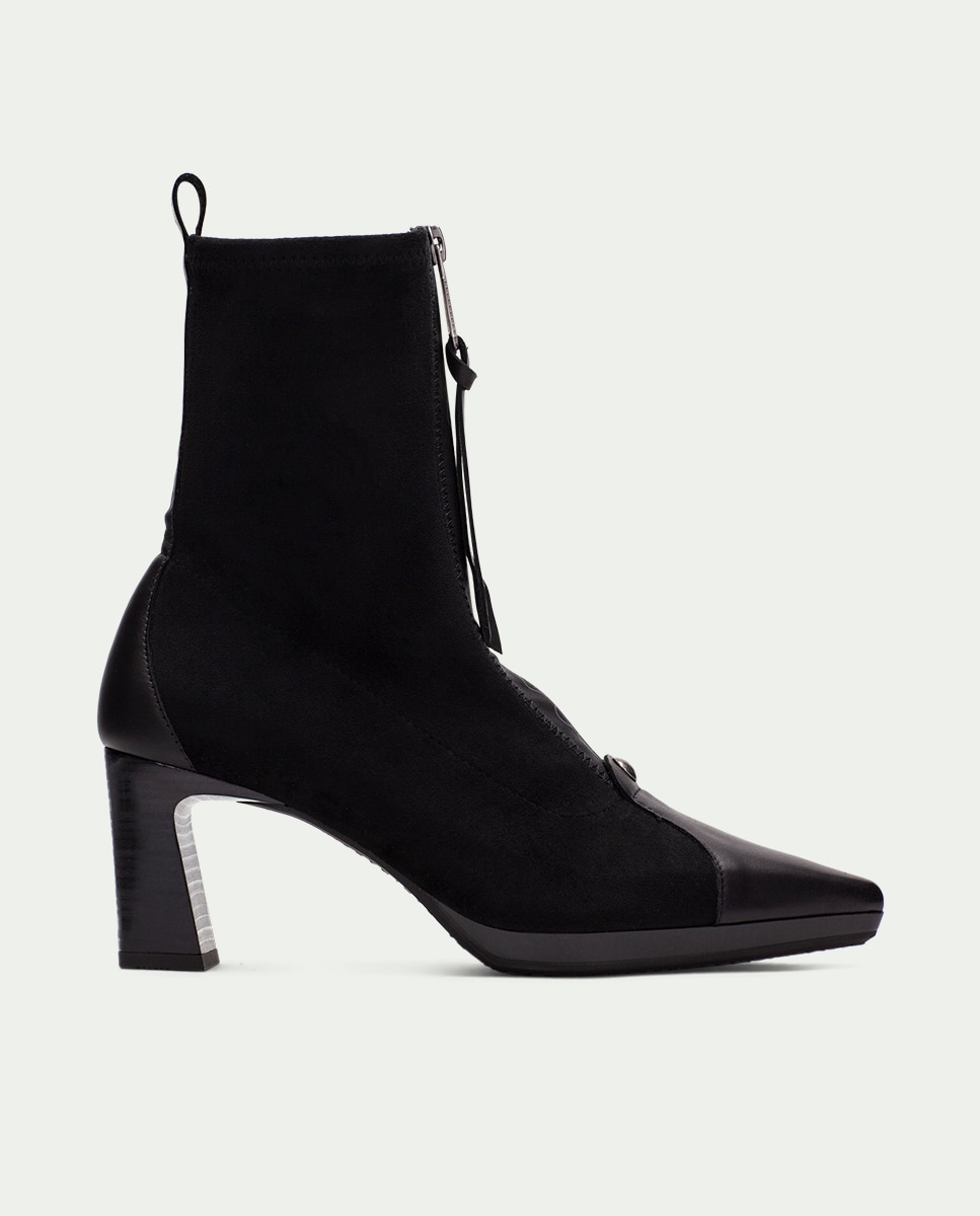 Imagen 0 de Botines de tacón de mujer con punta afilada Negro