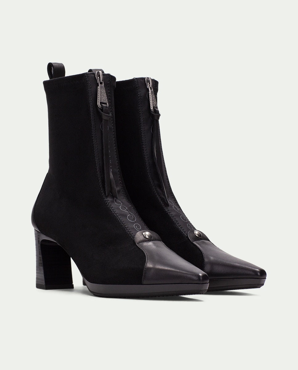 Botines de tacón de mujer con punta afilada - Hispanitas - Negro Negro-2