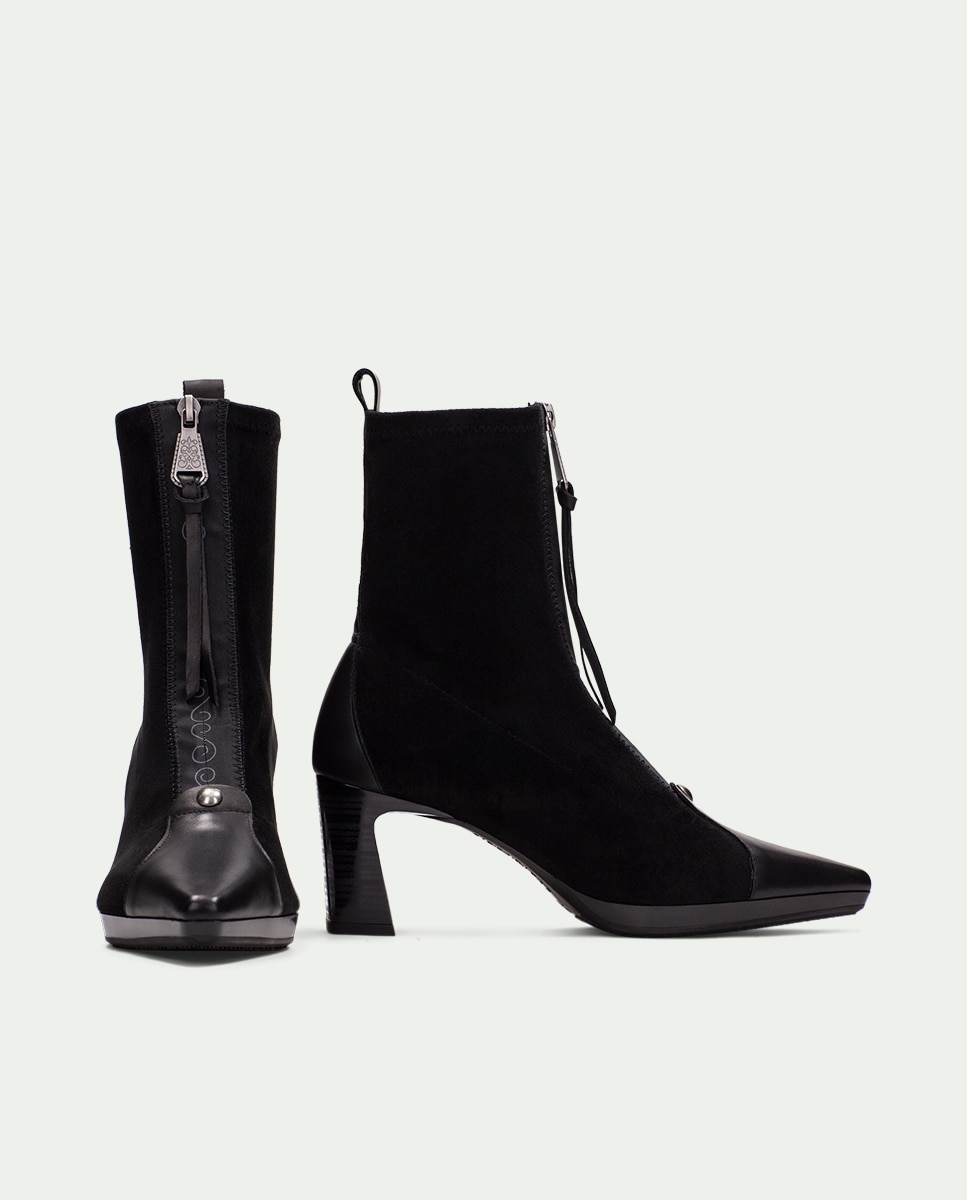 Botines de tacón de mujer con punta afilada - Hispanitas - Negro Negro-5