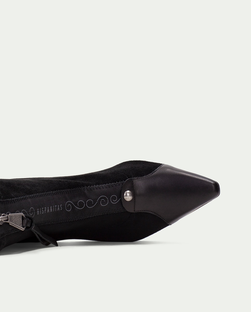 Botines de tacón de mujer con punta afilada - Hispanitas - Negro Negro-6