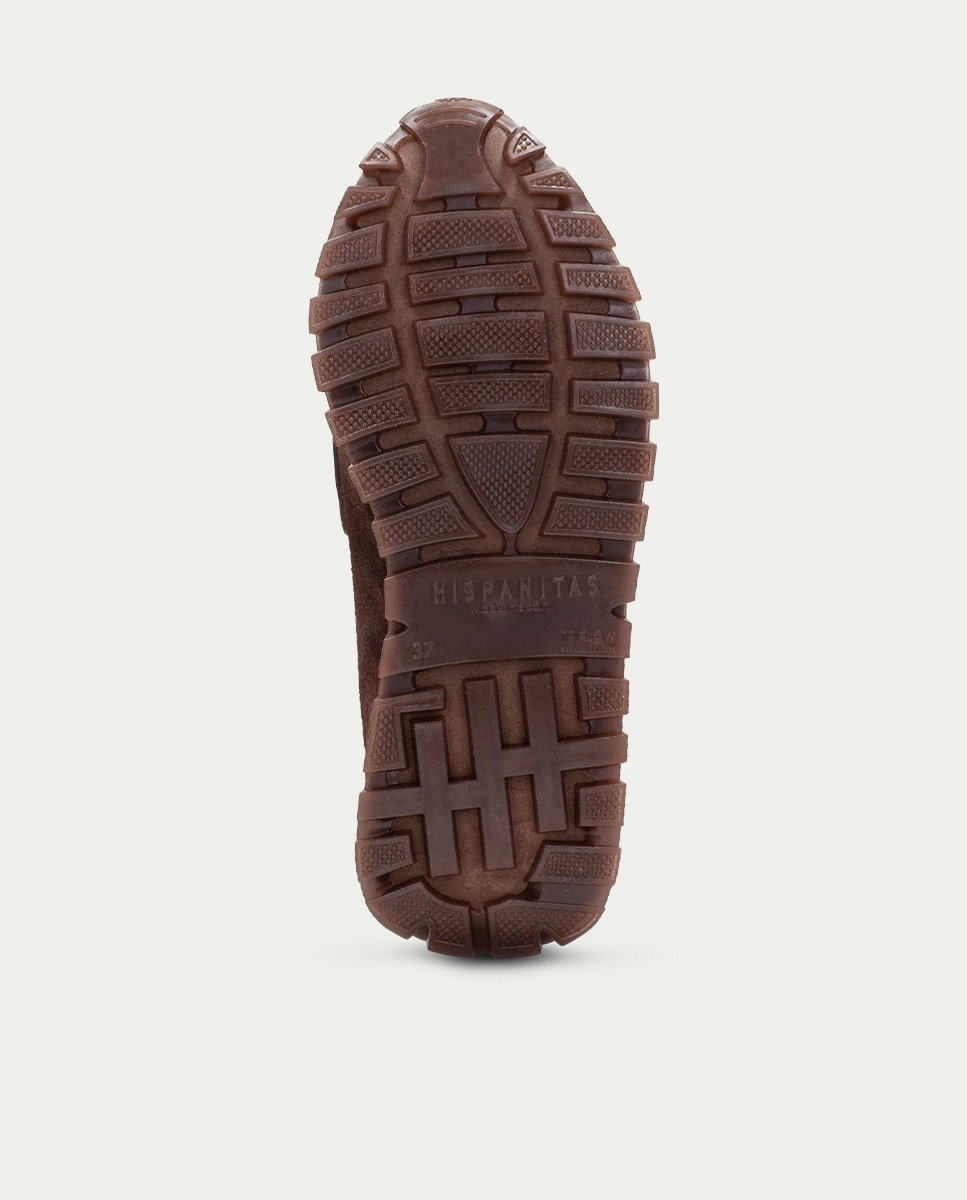 Mocasines deportivos de mujer de piel con detalle de candado - Hispanitas - Marrón Marrón-2