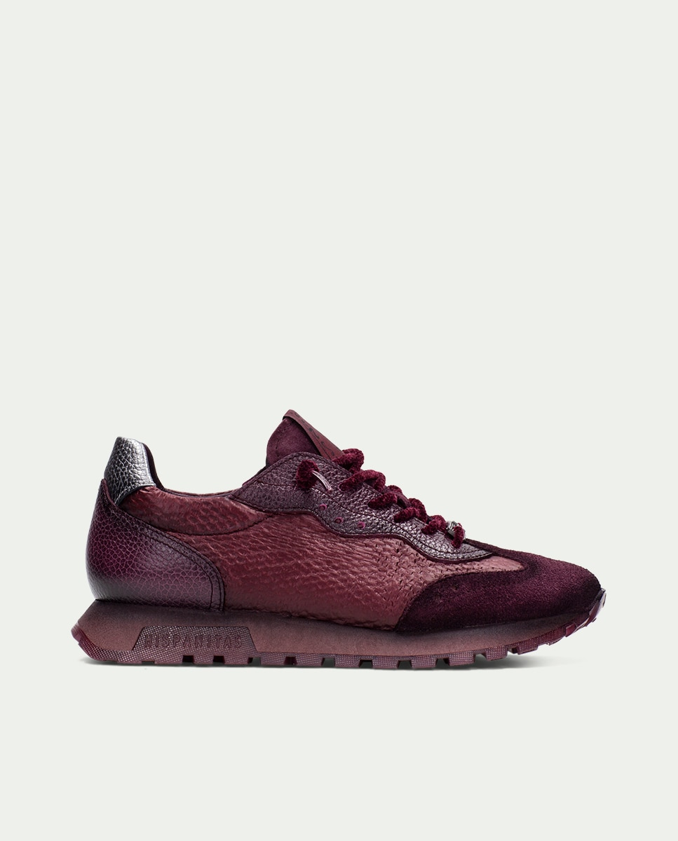 Zapatos de mujer hispanitas zapatillas en piel - Rojo Rojo-4