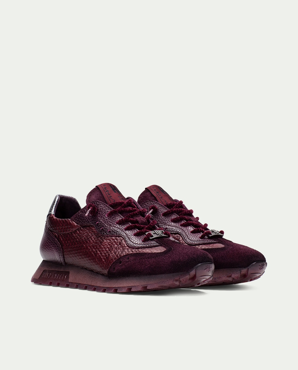 Zapatos de mujer hispanitas zapatillas en piel - Rojo Rojo-3
