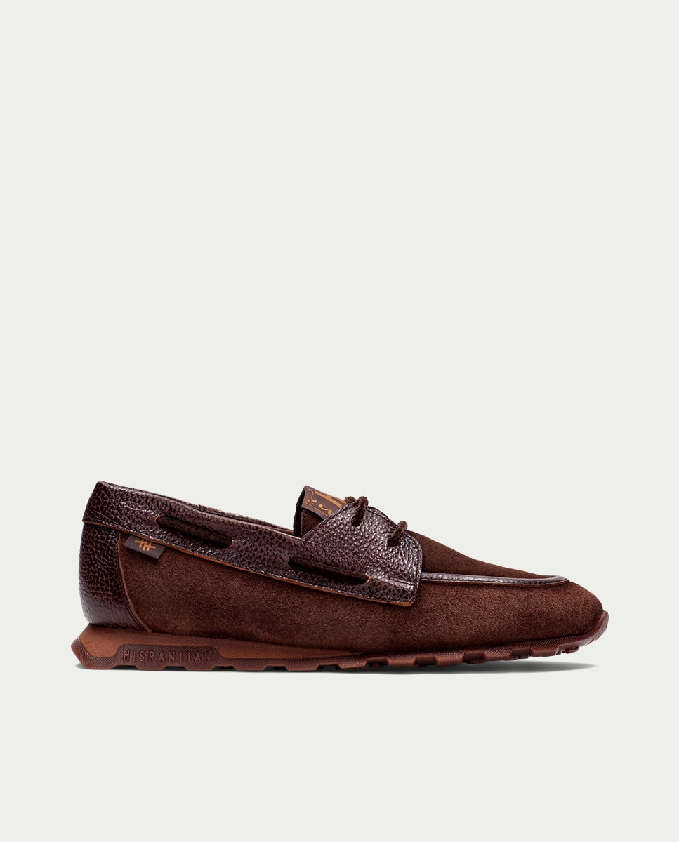 Mocasines de mujer de piel con cordones - Hispanitas - Marrón Marrón-4