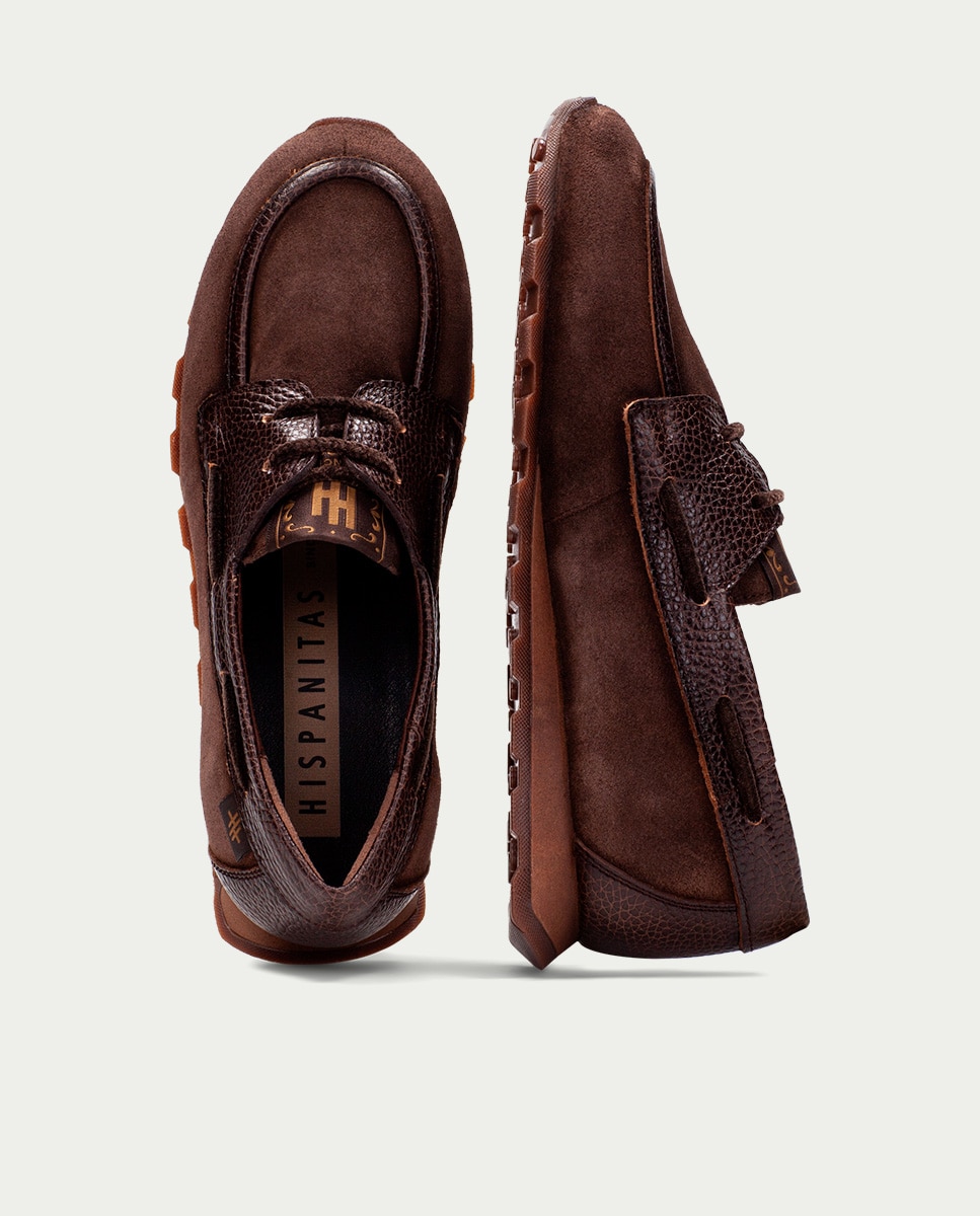 Mocasines de mujer de piel con cordones - Hispanitas - Marrón Marrón-6