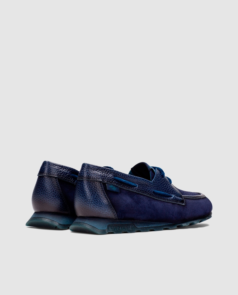 Mocasines de mujer de piel con cordones - Hispanitas - Azul Azul-5