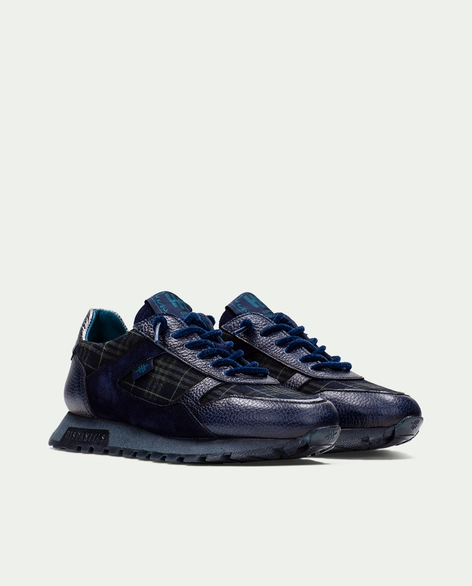 Zapatillas retro de mujer de piel acordonadas - Hispanitas - Azul Azul-2