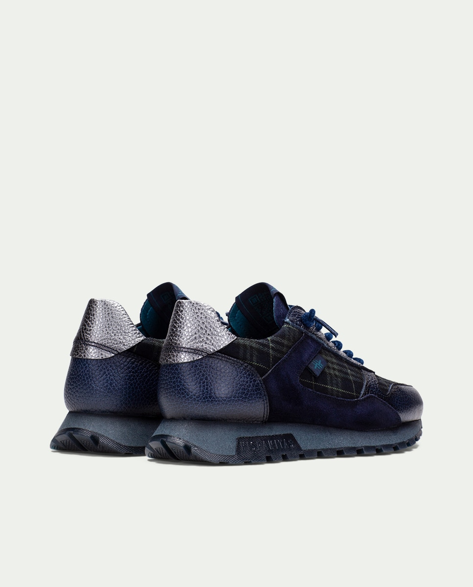 Zapatillas retro de mujer de piel acordonadas - Hispanitas - Azul Azul-4