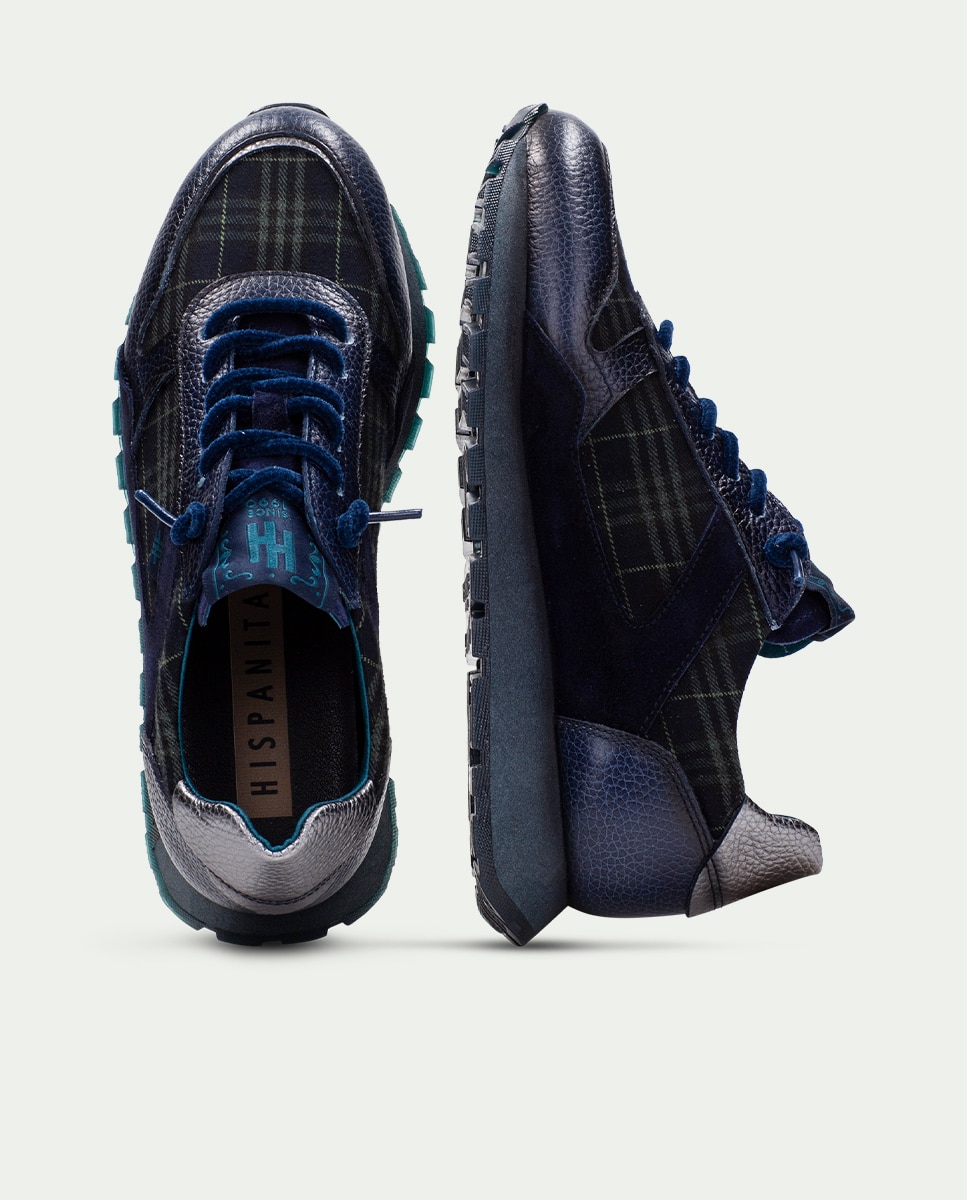 Zapatillas retro de mujer de piel acordonadas - Hispanitas - Azul Azul-5