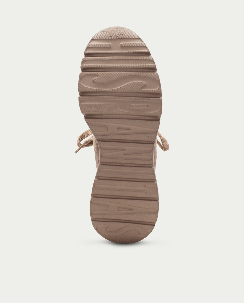 Zapatillas altas deportivas de mujer de piel con pelo sintético - Hispanitas - Topo Topo-7