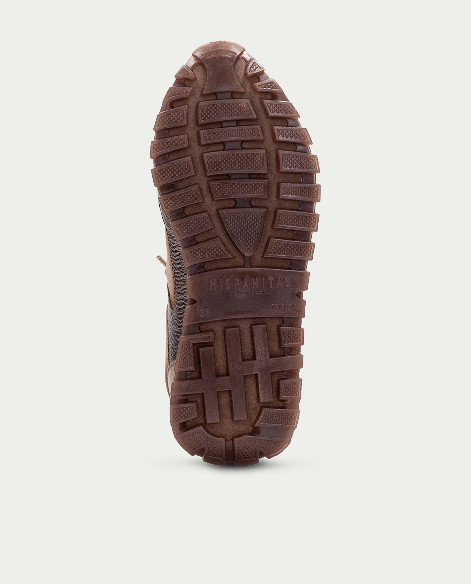 Zapatillas de mujer de piel con cordones - Hispanitas - Topo Topo-2