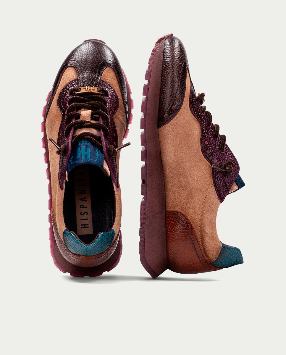 Imagen 6 de Zapatillas de mujer de piel con cordones - Hispanitas - Multicolor Multicolor