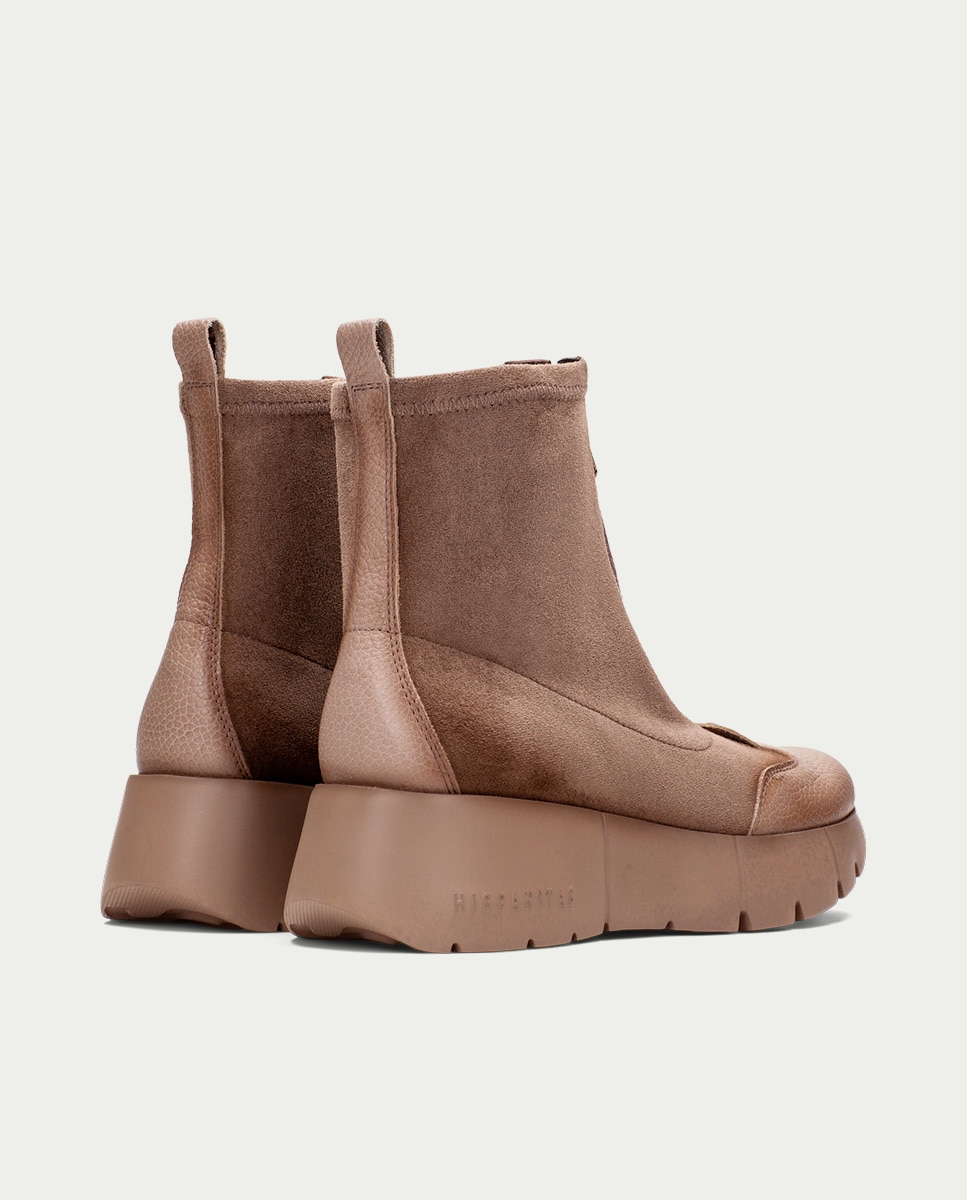Botines deportivos de mujer de piel con cremallera - Hispanitas - Topo Topo-4