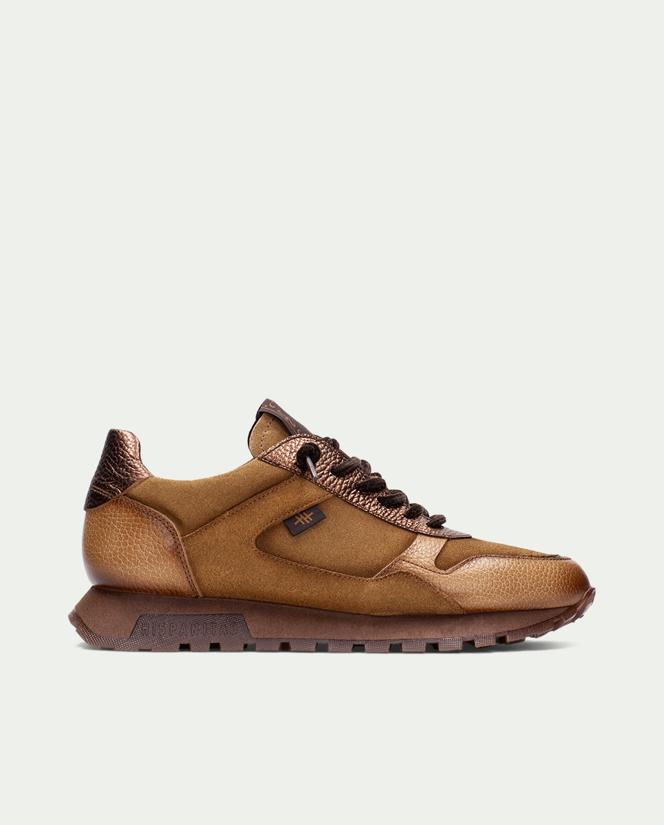 Zapatillas de mujer de piel con cordones - Hispanitas - Marrón Marrón-1