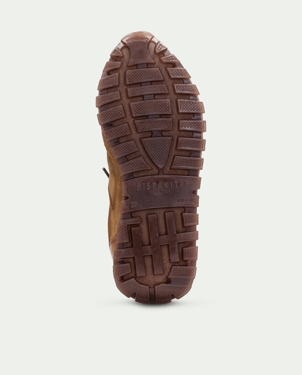 Zapatillas de mujer de piel con cordones - Hispanitas - Marrón Marrón-2