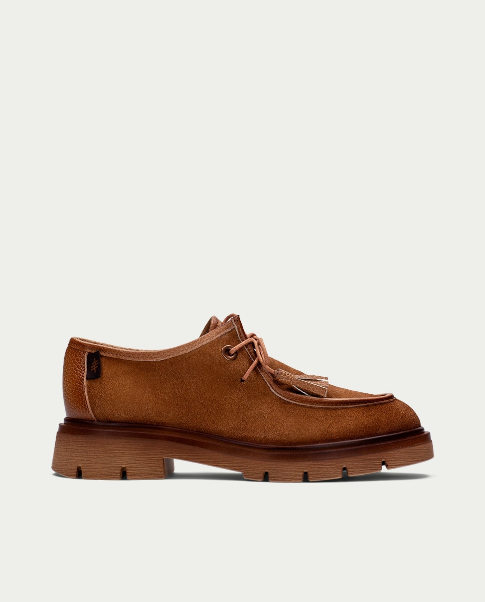 Zapatos náuticos de mujer de piel con cordones - Hispanitas - Marrón Marrón-1