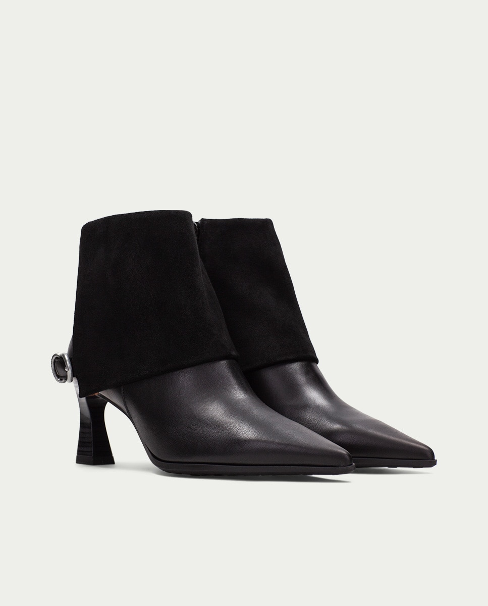 Imagen 2 de Botines de tacón de mujer con solapa y adorno de hebilla - Hispanitas - Negro Negro