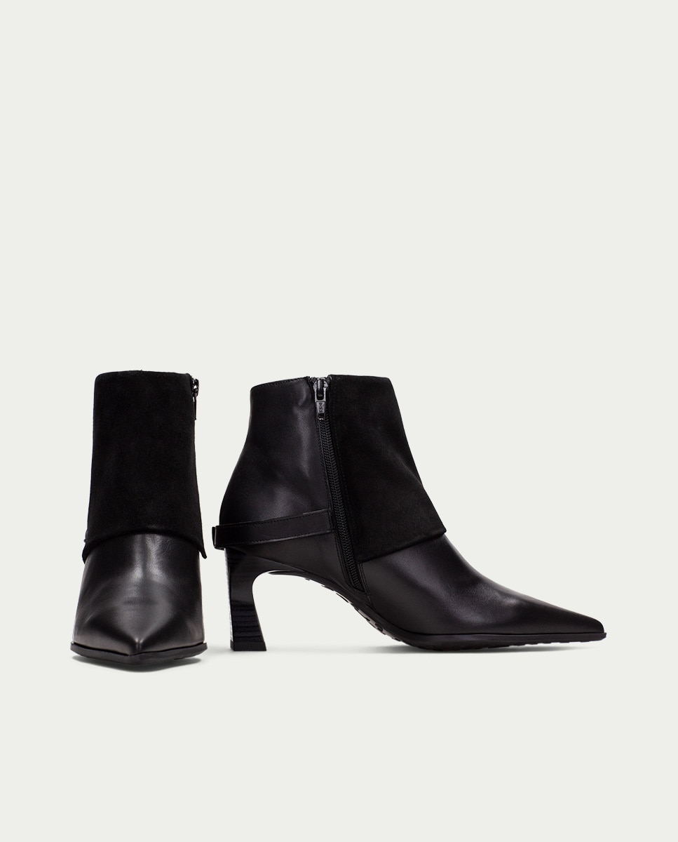 Imagen 5 de Botines de tacón de mujer con solapa y adorno de hebilla - Hispanitas - Negro Negro