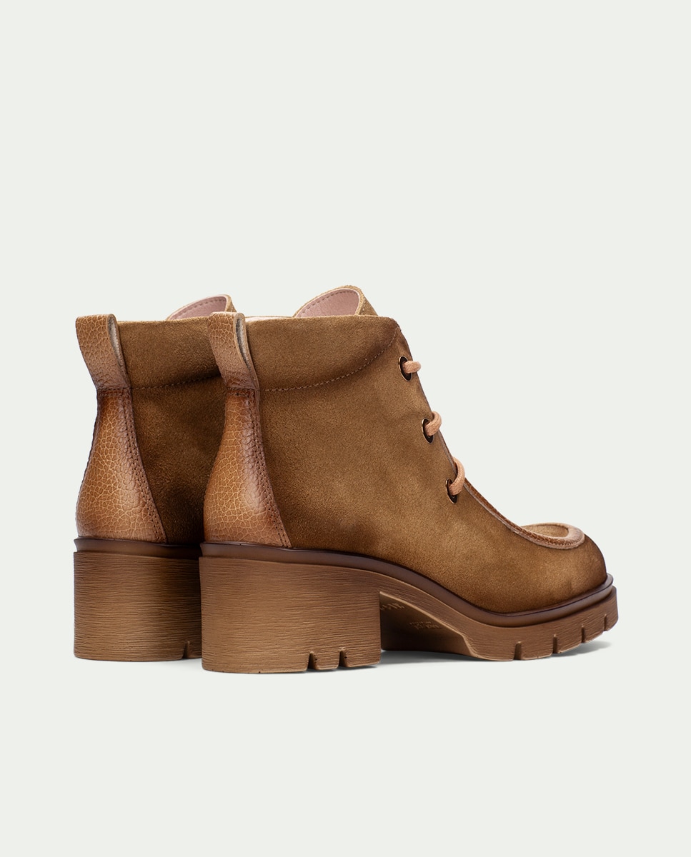 Botines de mujer de piel con cordones - Hispanitas - Marrón Marrón-4