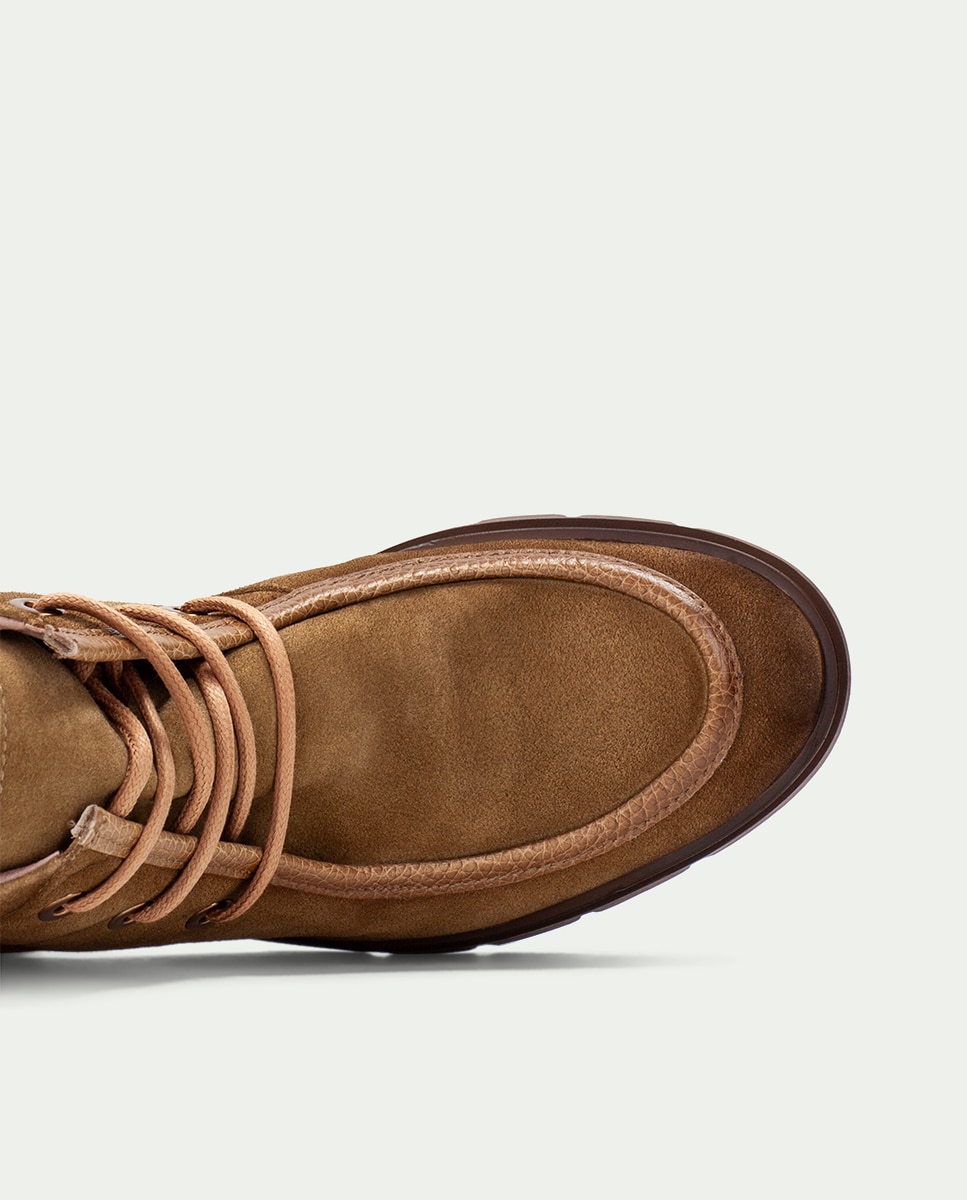 Botines de mujer de piel con cordones - Hispanitas - Marrón Marrón-6