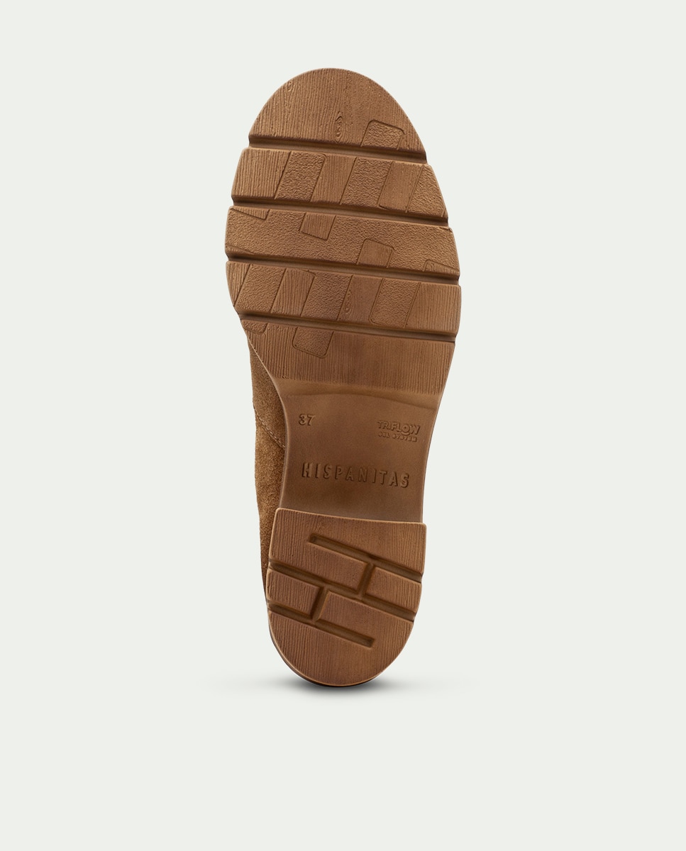 Botines de mujer de piel con cordones - Hispanitas - Marrón Marrón-7