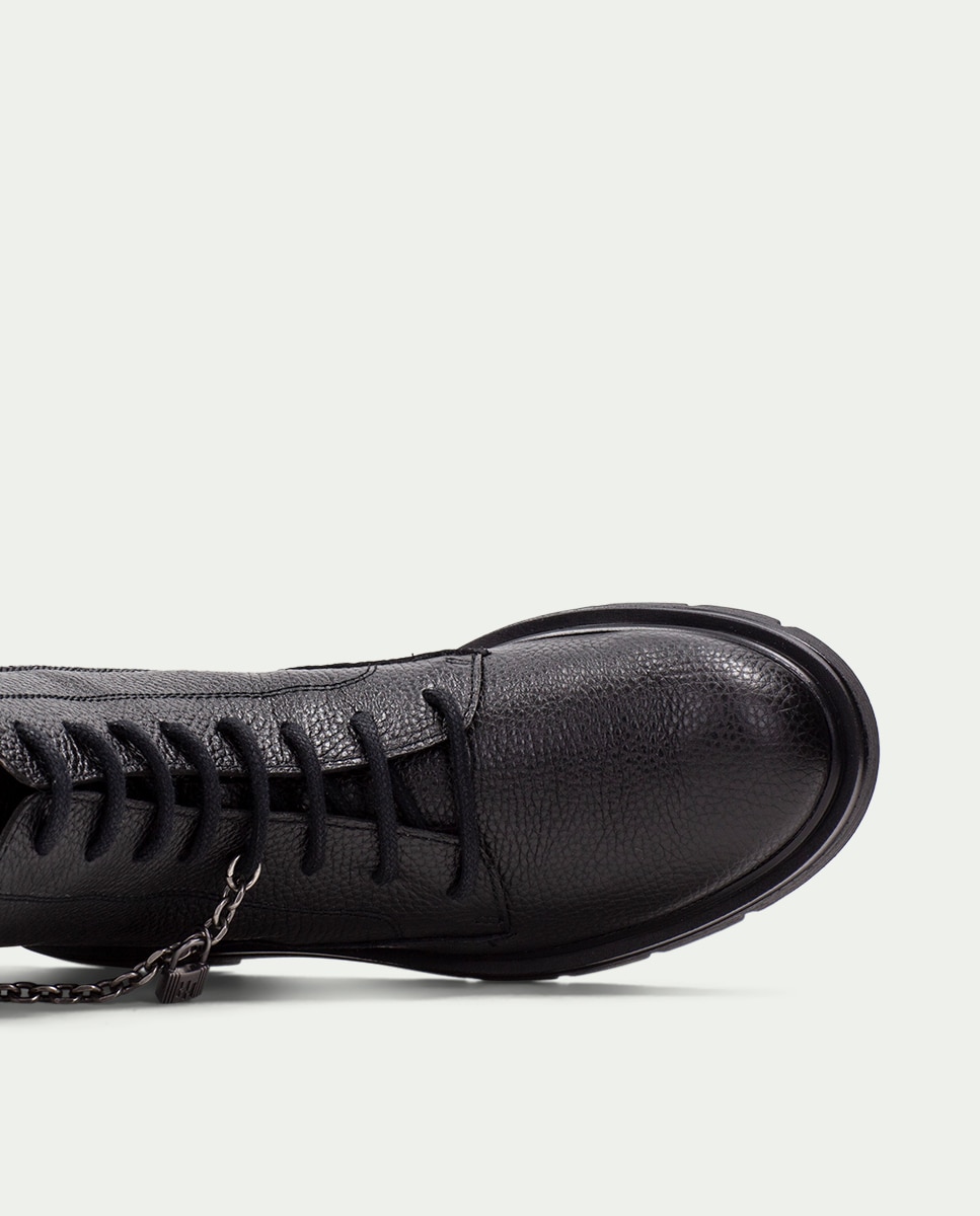 Botines acordonados de mujer con detalle de cadena - Hispanitas - Negro Negro-6