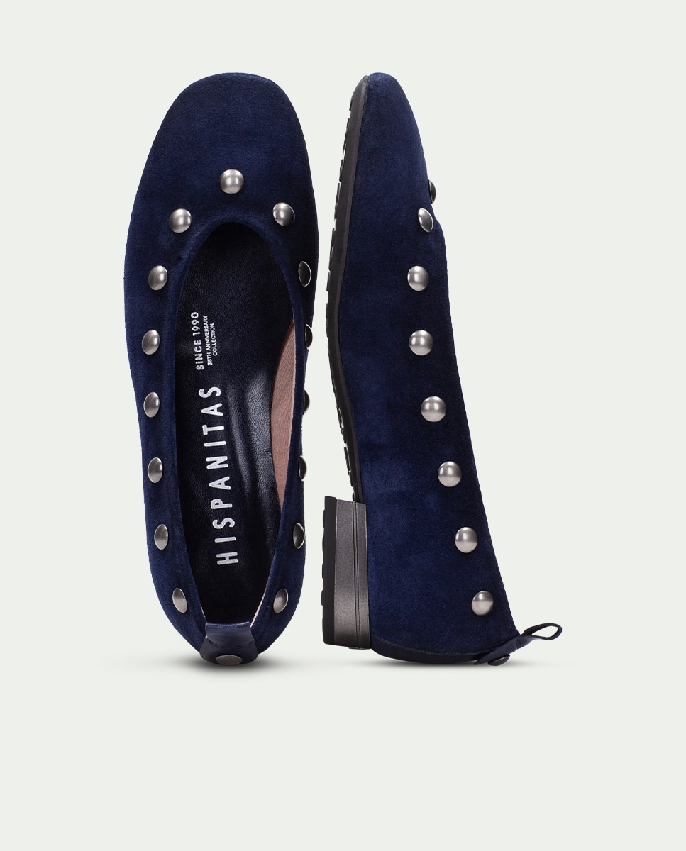 Bailarina de piel de mujer con tachuelas - Hispanitas - Azul Azul-5