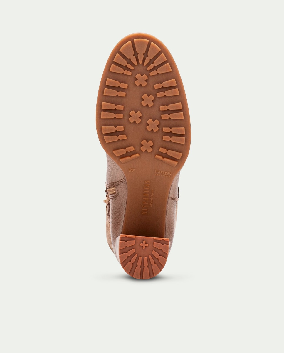 Botas de tacón de mujer de piel con cordon trenzado - Hispanitas - Topo Topo-7