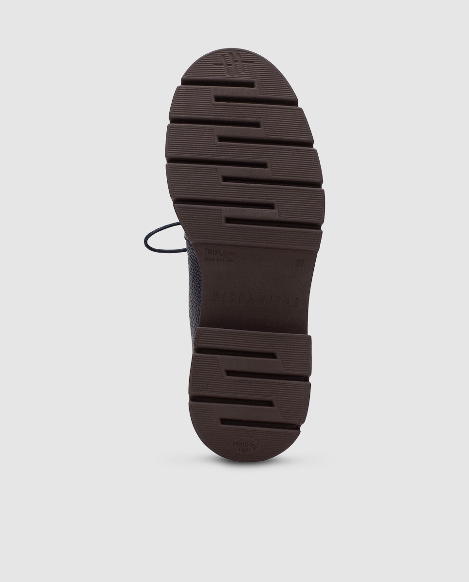 Zapato derby de mujer de piel con suela track - Hispanitas - Azul Azul-6