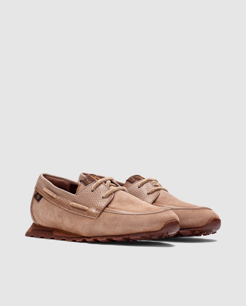 Mocasines de mujer de piel con cordones - Hispanitas - Topo Topo-3