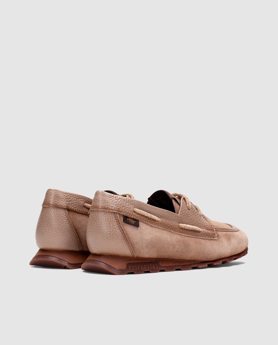 Mocasines de mujer de piel con cordones - Hispanitas - Topo Topo-5