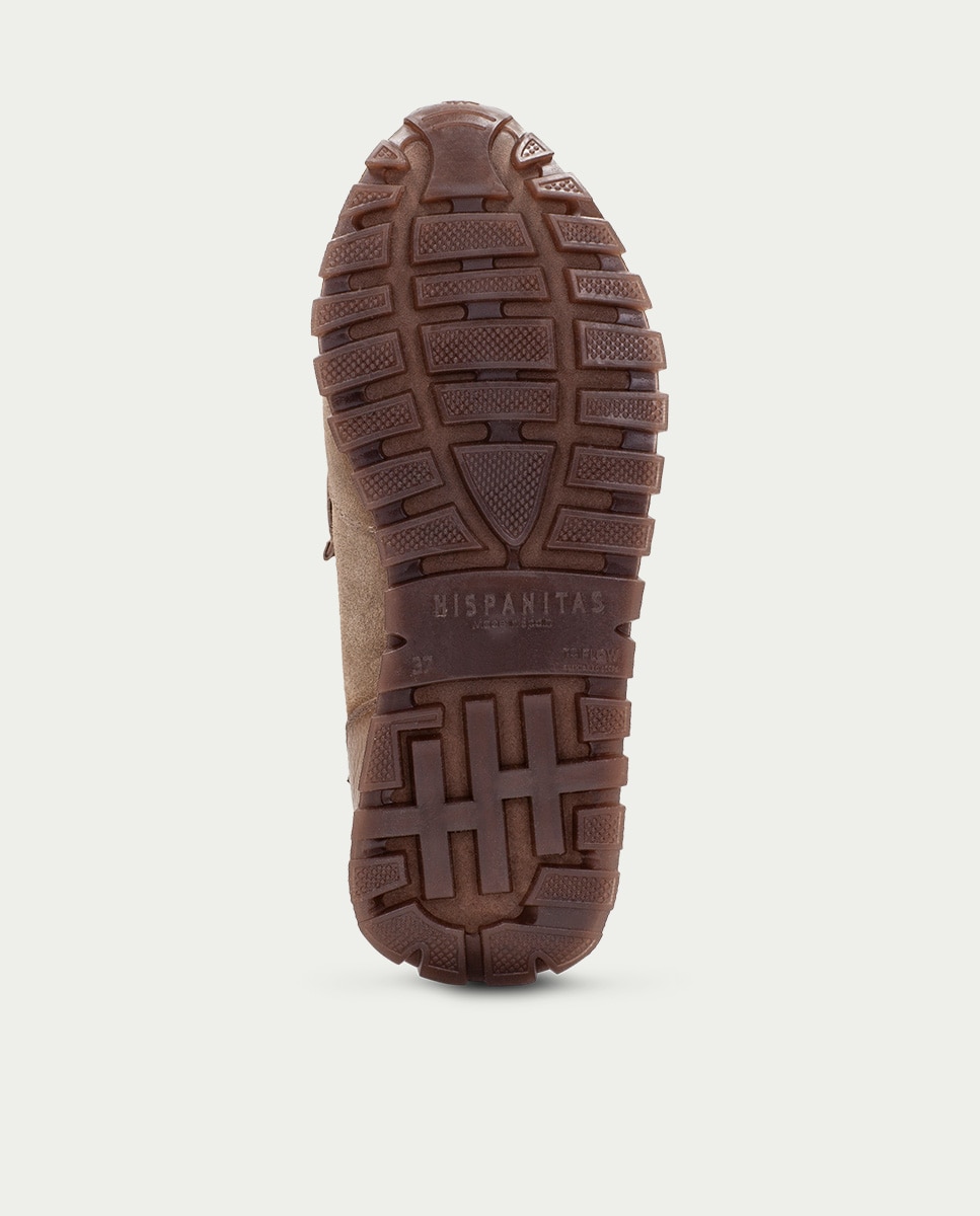 Imagen 6 de Mocasines deportivos de mujer de piel con detalle de cordón - Hispanitas - Topo Topo